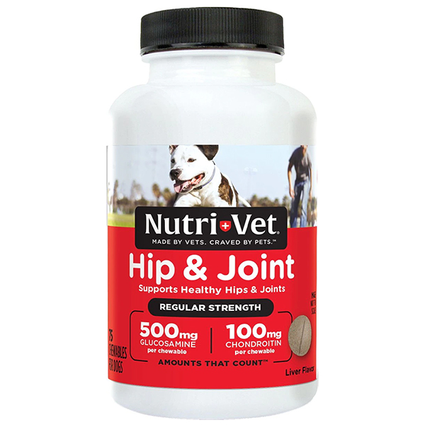 Nutri-Vet Hip&Joint Regular НУТРІ-ВЕТ ЗВ’ЯЗКИ ТА СУГЛОБИ РЕГУЛЯР, 1 рівень, хондроїтин і глюкозамін для собак з МСМ, жувальні таблетки