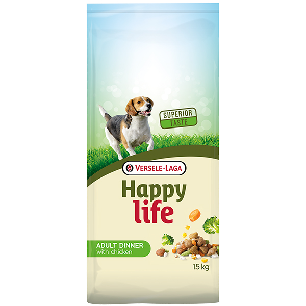 Happy Life Adult Dinner with Chicken ХЕППІ ЛАЙФ ВЕЧЕРЯ КУРКА З ОВОЧАМИ сухий преміум корм для собак усіх порід
