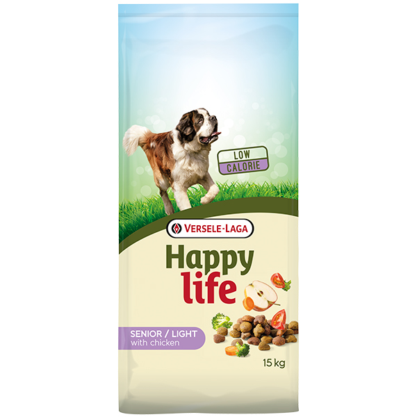 Happy Life Senior Light with Chicken ХЕППІ ЛАЙФ СЕНЬЙОР ЛАЙТ низькокалорійний сухий преміум корм для літніх собак та вихованців із проблемами зайвої ваги