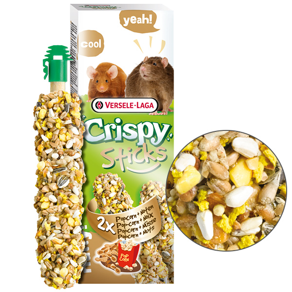 Versele-Laga Crispy Sticks Popcorn&Nuts ВЕРСЕЛЕ-ЛАГА КРІСПІ ПОПКОРН З ГОРІХАМИ ласощі для щурів, мишей 2х55г