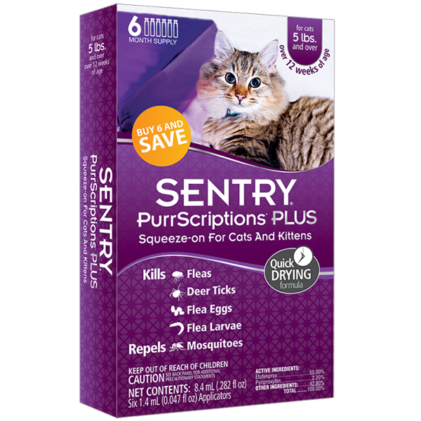 Sentry PurrScriptions Plus СЕНТРІ ПУРРСКРИПШНС ПЛЮС краплі від бліх і кліщів для котів вагою від 2.2кг