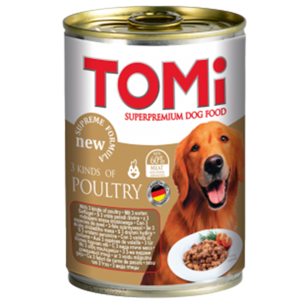 TOMi 3 Kinds of Poultry ТОМІ 3 ВИДИ ПТИЦІ консерви для собак, вологий корм