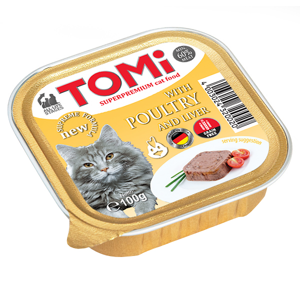 TOMi Poultry Liver ТОМІ ПТИЦЯ ПЕЧІНКА консерви для котів, паштет