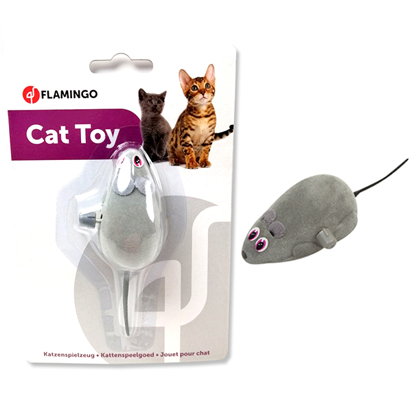 Flamingo Wind UP Darren Mouse ФЛАМІНГО МИША НА КОЛЕСАХ заводна іграшка для котів