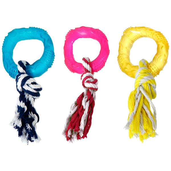 Flamingo Good4Fun Ring With Rope ФЛАМІНГО ГУД ФО ФАН КІЛЬЦЕ З МОТУЗКОЮ іграшка для собак, TPR-гума