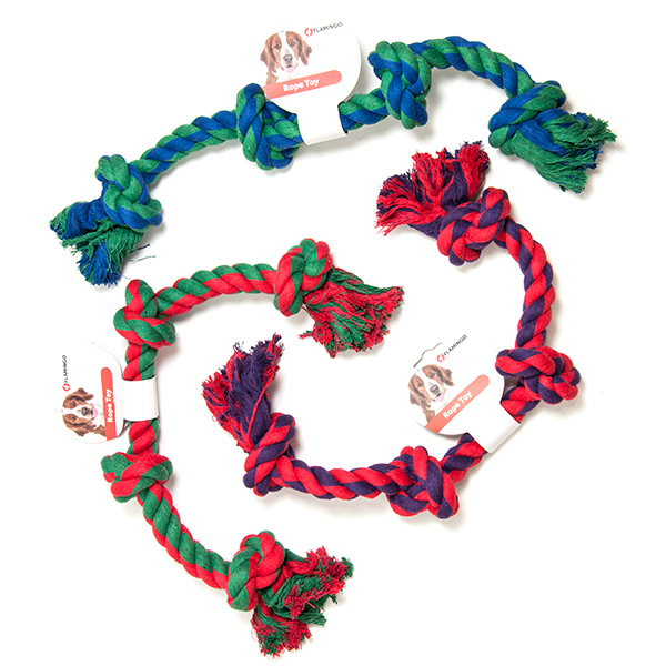 Flamingo Cotton Bone 4 Knots ФЛАМІНГО МОТУЗЯНА КІСТКА 4 вузли іграшка для собак