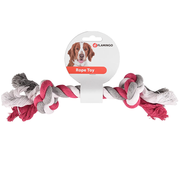 Flamingo Cotton Bone 2 Knots ФЛАМІНГО МОТУЗЯНА КІСТКА 2 вузли іграшка для собак