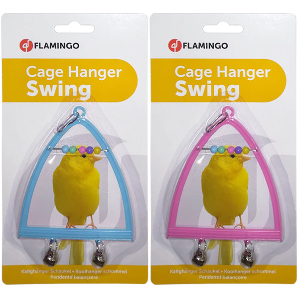 Flamingo Swing+Abacus+Bell ФЛАМІНГО ГОЙДАЛКА з дзвіночком та рахівницею іграшка для птахів