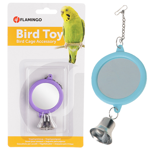 Flamingo Mirror Round+Bell ФЛАМІНГО КРУГЛЕ ДЗЕРКАЛО З ДЗВІНОЧКОМ іграшка для папуг