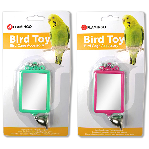 Flamingo Mirror Straight+Bell ФЛАМІНГО ПРЯМОКУТНЕ ДЗЕРКАЛО З ДЗВІНОЧКОМ іграшка для папуг