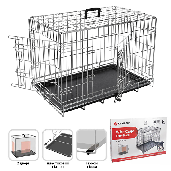 Flamingo Wire Cage Keo Silver ФЛАМІНГО КЕО СІЛЬВЕР КЛІТКА 2-х дверна для собак