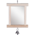 Flamingo Wooden Mirror ФЛАМІНГО ДЗЕРКАЛО у дерев’яній рамі з дзвіночком, іграшка для птахів