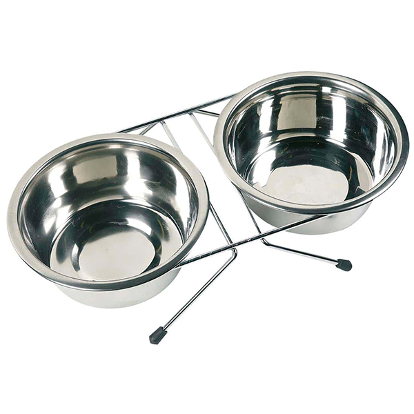 Flamingo Dinner Set ФЛАМІНГО ДІНЕР СЕТ 2 миски на підставці для собак, нержавіюча сталь