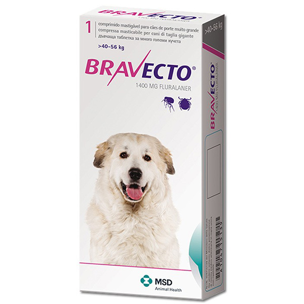 Bravecto БРАВЕКТО таблетки від бліх и кліщів для собак 40-56 кг, 1400 мг