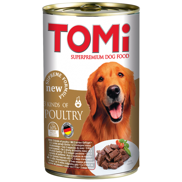 TOMi 3 Kinds of Poultry ТОМІ 3 ВИДИ ПТИЦІ консерви для собак, вологий корм