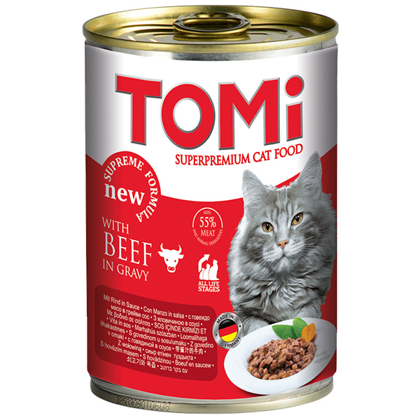 TOMi Beef ТОМІ ЯЛОВИЧИНА консерви для котів, вологий корм, банка 400г