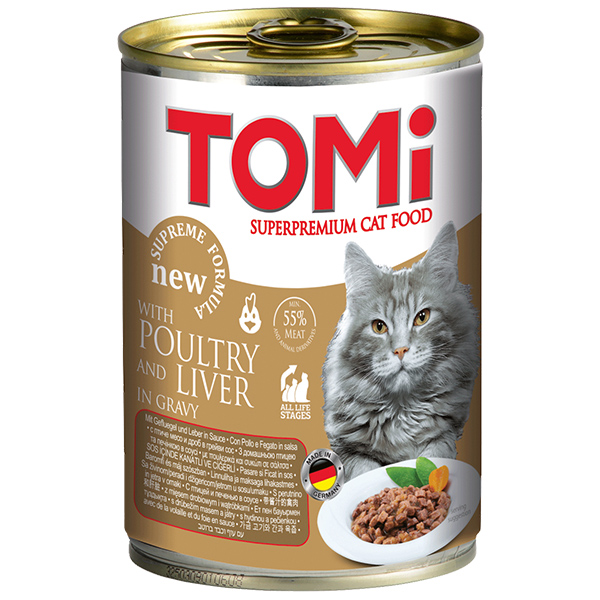 TOMi Рoultry Liver ТОМІ ПТИЦЯ ПЕЧІНКА консерви для котів, вологий корм, банка 400г