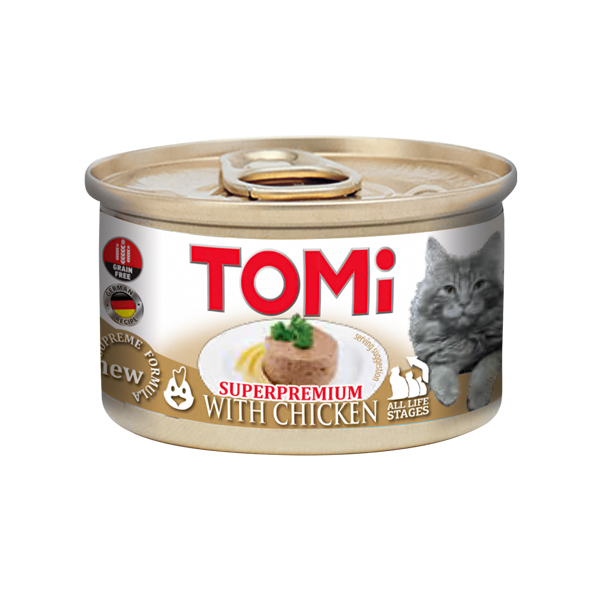TOMi Chicken ТОМІ КУРКА мус консерви для котів, банка 85г