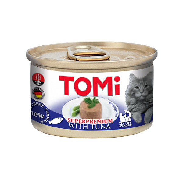 TOMi Tuna ТОМІ ТУНЕЦЬ мус консерви для котів, банка 85г