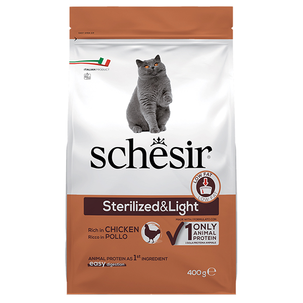 Schesir Cat Sterilized & Light ШЕЗІР СТЕРИЛІЗОВАНІ ЛАЙТ КУРКА сухий монопротеїновий корм для стерилізованих котів, для котів схильних до повноти