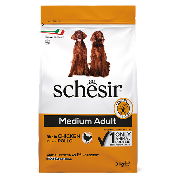 Schesir Dog Medium Adult Chicken ШЕЗІР ДОРОСЛИЙ СЕРЕДНІХ КУРКА сухий монопротеїновий корм для собак середніх порід