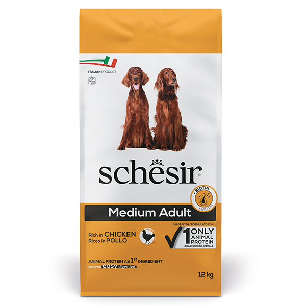 Schesir Dog Medium Adult Chicken ШЕЗІР ДОРОСЛИЙ СЕРЕДНІХ КУРКА сухий монопротеїновий корм для собак середніх порід