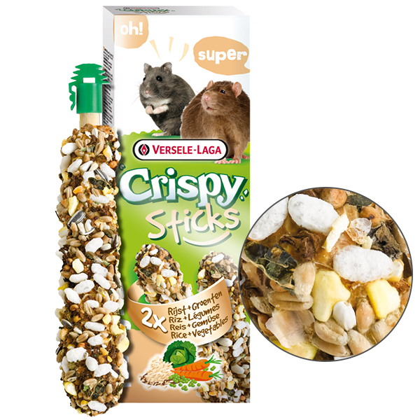 Versele-Laga Crispy Sticks Rice & Vegetables ВЕРСЕЛЕ-ЛАГА КРІСПІ РИС З ОВОЧАМИ ласощі для хом’яків, щурів, мишей