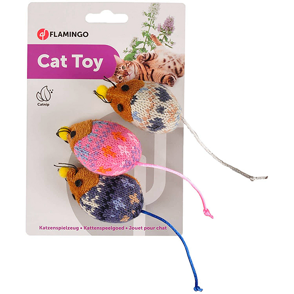 Flamingo Mohaire Mouse ФЛАМІНГО ВОВНЯНА МИША іграшка з котячою м’ятою для котів