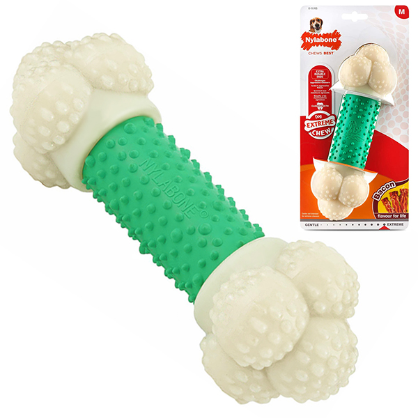 Nylabone Extreme Chew Double Action НІЛАБОН ПОДВІЙНА ДІЯ жувальна іграшка для собак, смак бекону