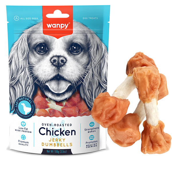 Wanpy Chicken Jerky Dumbbells ВАНПІ КІСТКА-ГАНТЕЛЬ З В’ЯЛЕНОЮ КУРКОЮ ласощі для собак