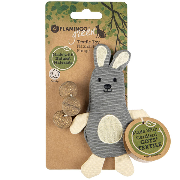Flamingo Natural Fun Rabbit ФЛАМІНГО КРОЛИК екологична іграшка з котячою м’ятою для котів