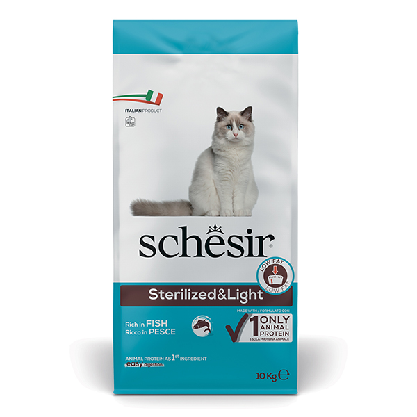 Schesir Cat Sterilized & Light ШЕЗІР СТЕРИЛІЗОВАНІ ЛАЙТ РИБА сухий монопротеїновий корм для стерилізованих котів, для котів схильних до повноти