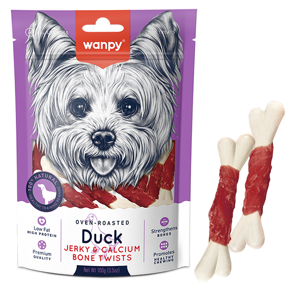 Wanpy Duck Jerky & Calcium Bone Twists ВАНПИІ КІСТКА З В’ЯЛЕНОЮ КАЧКОЮ ТА КАЛЬЦІЄМ ласощі для собак