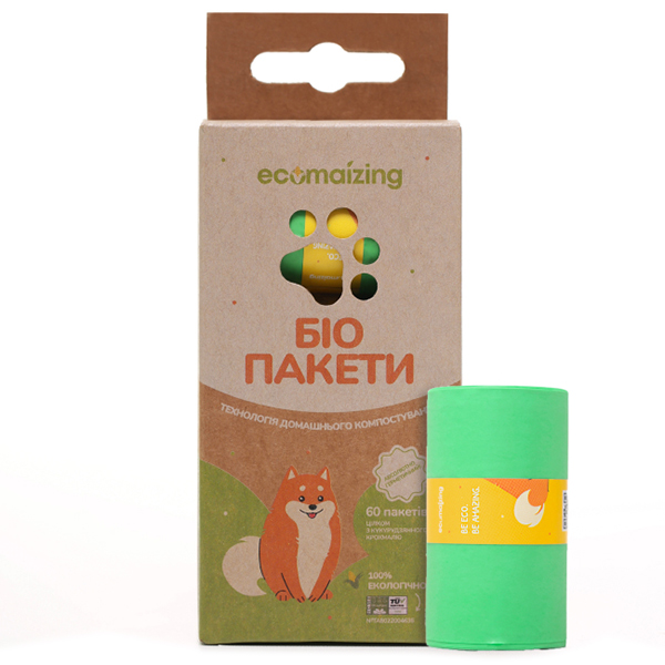 Ecomaizing ПАКЕТИ біорозкладні для збирання фекалій собак