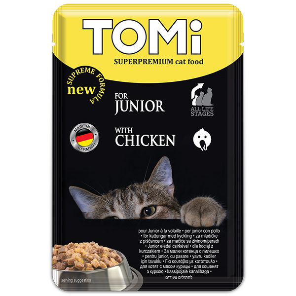 TOMi Superpremium Junior ТОМІ ДЛЯ КОШЕНЯТ консерви для кошенят, вологий корм, пауч 100г