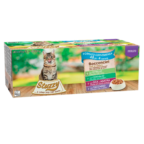 Stuzzy Cat Sterilized Multipack ШТУЗІ СТЕРІЛАЙЗИД МУЛЬТІПАК консерви в соусі для стерилізованих котів, вологий корм