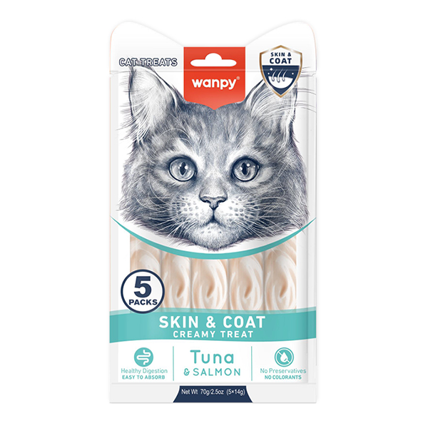 Wanpy Functional Creamy Lickable Treat Skin&Coat ВАНПІ ШКІРА Й ШЕРСТЬ функціональні рідкі ласощі для котів