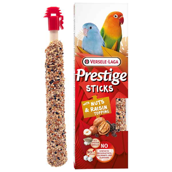 Versele-Laga Prestige Sticks Small Parrot Nuts & Raisin topping ВЕРСЕЛЕ-ЛАГА ПРЕСТИЖ ГОРІХИ ТА РОДЗИНКИ ласощі для хвилястих папуг 2х30г