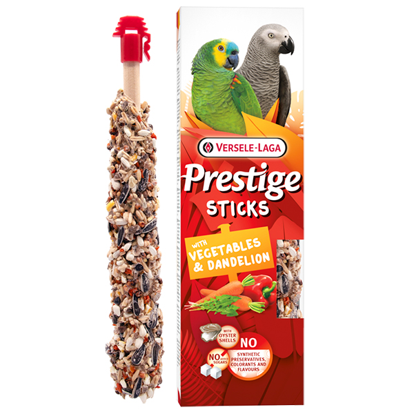 Versele-Laga Prestige Sticks Parrots Vegetables & Dandelion ВЕРСЕЛЕ-ЛАГА ПРЕСТИЖ ОВОЧІ ТА КУЛЬБАБА ласощі для середніх і великих папуг 2х70г