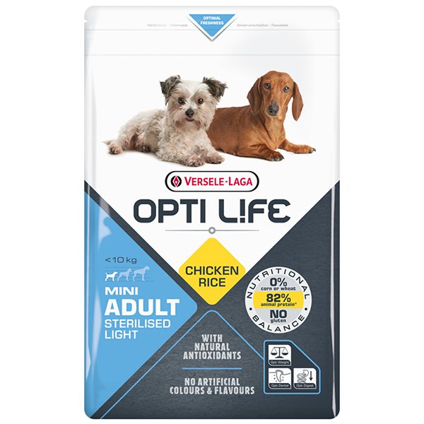 Opti Life Sterilised Light Mini ОПТІ ЛАЙФ СТЕРІЛАЙЗИД ЛАЙТ МІНІ МАЛИХ сухий суперпреміум корм для стерилізованих і собак із зайвою вагою міні та малих порід