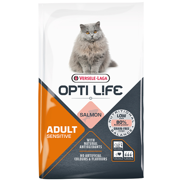 Opti Life Sensitive ОПТІ ЛАЙФ ЛОСОСЬ СЕНСІТІВ беззерновий сухий суперпреміум корм для котів з чутливим травленням