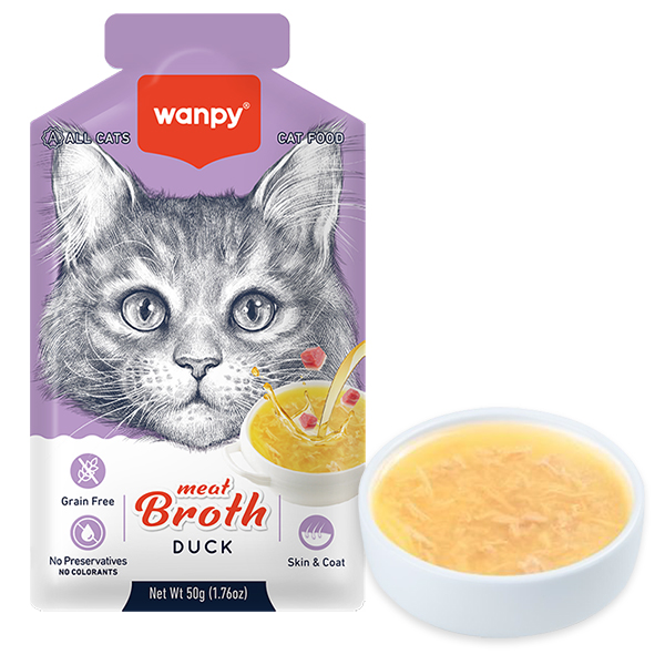 Wanpy Meat Broths Duck ВАНПІ СУП З КАЧКОЮ беззерновий рідкий корм для котів, пауч 50г