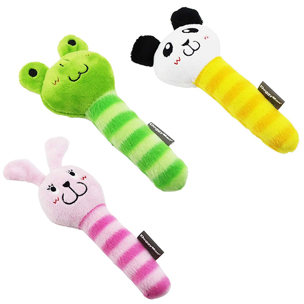 DoggyMan Stick Animals ДОГГІМЕН СТИК ЗАЄЦЬ ЖАБКА ПАНДА м’яка іграшка з пищалкою для собак