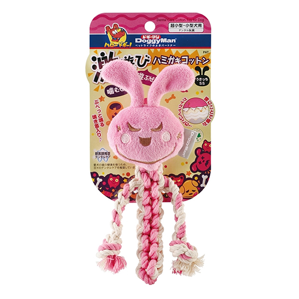 DoggyMan Cotton Rabbit ДОГГІМЕН КРОЛИК З КАНАТОМ жувальна іграшка з пищалкою для собак