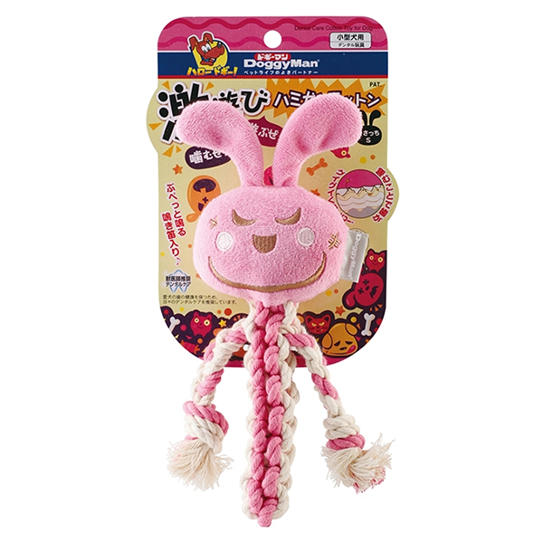 DoggyMan Cotton Rabbit ДОГГІМЕН КРОЛИК З КАНАТОМ жувальна іграшка з пищалкою для собак