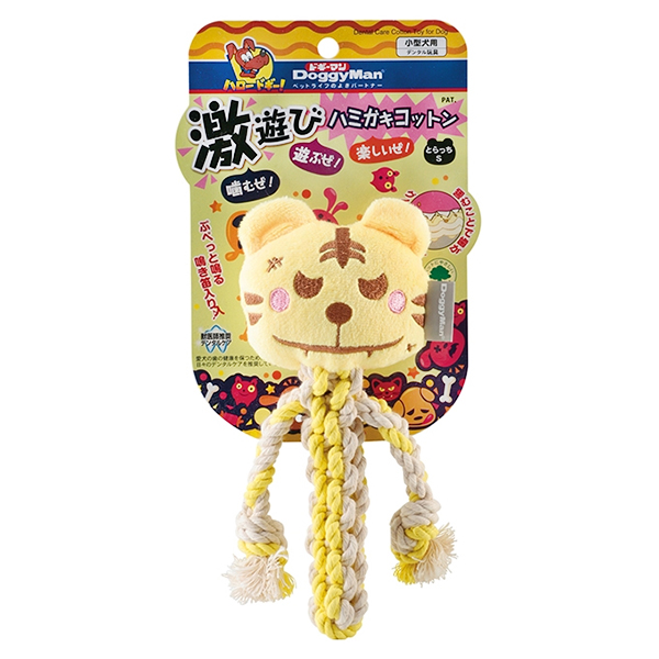 DoggyMan Cotton Tiger ДОГГІМЕН ТИГР З КАНАТОМ жувальна іграшка з пищалкою для собак