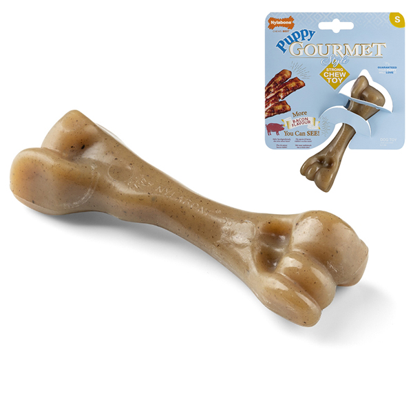 Nylabone Gourmet Puppy Femur Bacon НІЛАБОН ГУРМЕ ПАППІ КІСТКА жувальна іграшка для цуценят, смак бекону