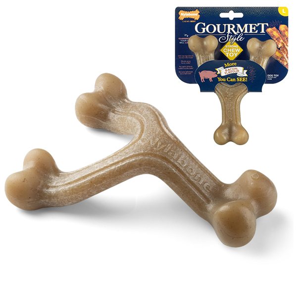 Nylabone Gourmet Wishbone Bacon НІЛАБОН ГУРМЕ ПОТРІЙНА КІСТКА жувальна іграшка для собак, смак бекону