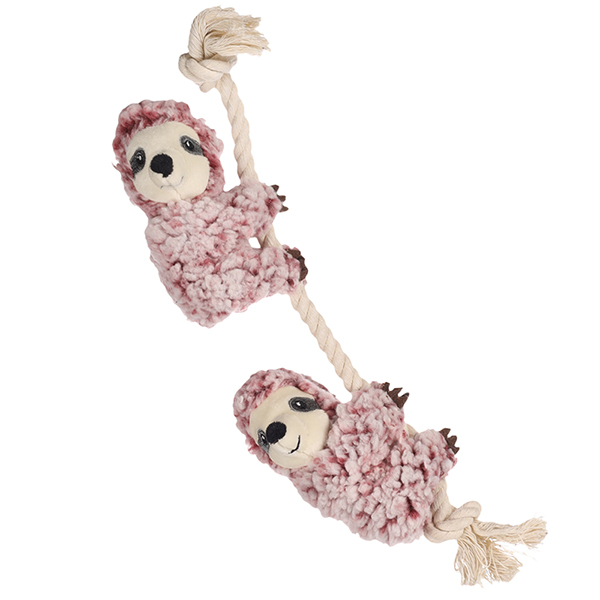 Flamingo Hangta Sloth with Rope ФЛАМІНГО ЛІНИВЕЦЬ З КАНАТОМ іграшка з пищалкою для собак