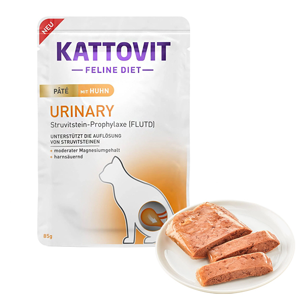 Kattovit Veterinary Urinary КАТТОВІТ УРІНАРІ КУРКА паштет повнораціонний беззерновий вологий лікувальний корм для котів із захворюваннями нижніх сечовивідних шляхів, пауч 85г